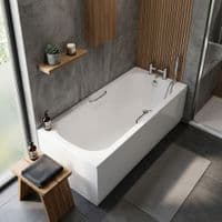 Premium Steel Anti Slip Bath 1500 x 700mm 2 Tap Hole with Optional Colour Bath Grips