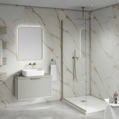 PVC Shower Panel Decorwall Maxi Panel - Gloss Bianco Gold - 2400mm x 900mm x 10mm