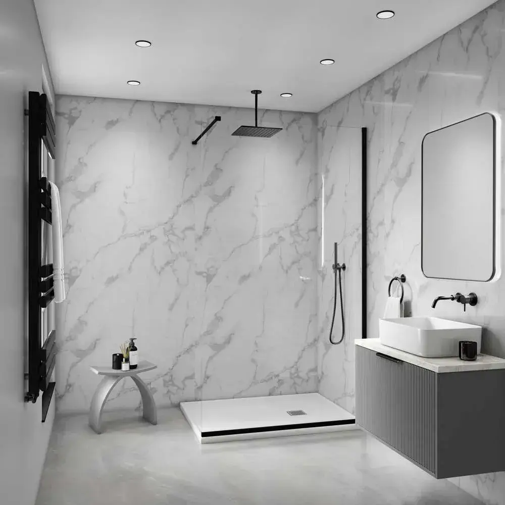 PVC Shower Panel Decorwall Maxi Panel - Gloss Bianco White - 2400mm x ...
