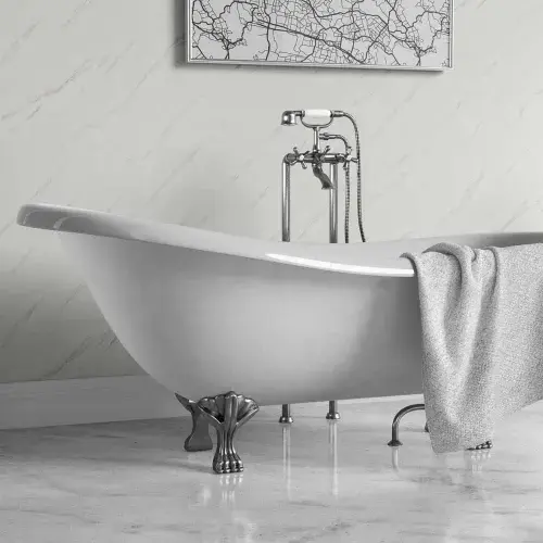 PVC Shower Panel Decorwall Maxi Panel - Gloss Carrera White - 2400mm x 900mm x 10mm