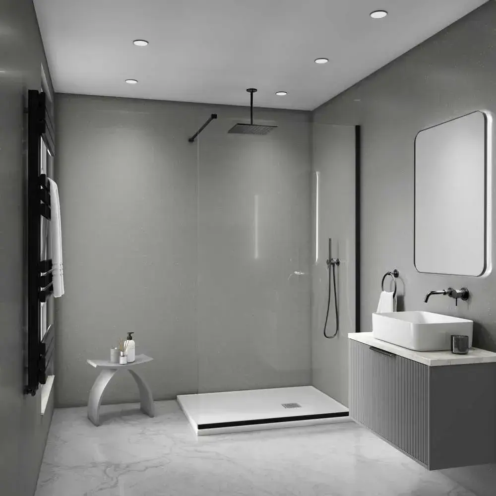 PVC Shower Panel Decorwall Maxi Panel - Gloss Grey Sparkle - 2400mm x ...