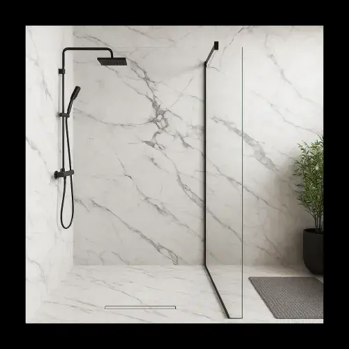PVC Wet Wall Shower Panels - 1000mm x 2400mm - Calcatta Marble Gloss