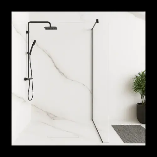 PVC Wet Wall Shower Panels - 1000mm x 2400mm - Carrara Marble Gloss