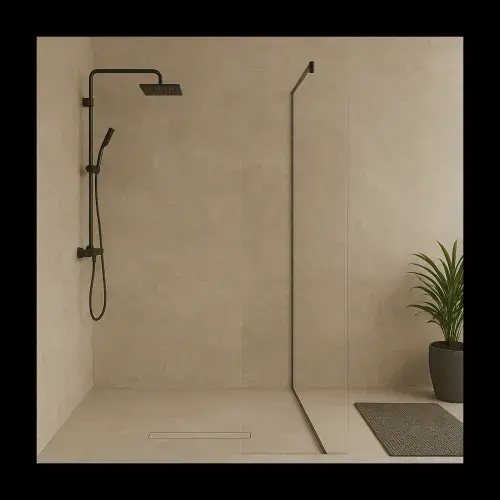 PVC Wet Wall Shower Panels - 1000mm x 2400mm - Concrete Beige Matt