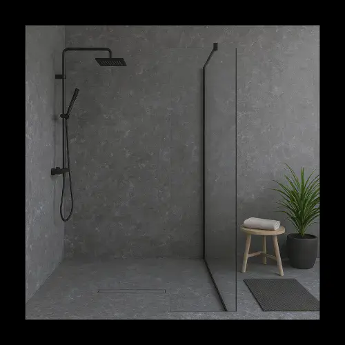 PVC Wet Wall Shower Panels - 1000mm x 2400mm - Concrete Grey Gloss