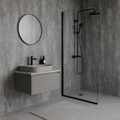 PVC Wet Wall Shower Panels - 1000mm x 2400mm - Lava Grey Matt