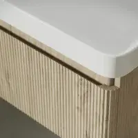 Quba 500mm Wall Hung 1 Drawer Basin Unit & Basin - Textured Oak