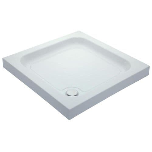 QX 80mm Height Universal Cast Stone Square Shower Tray - White - Various Size