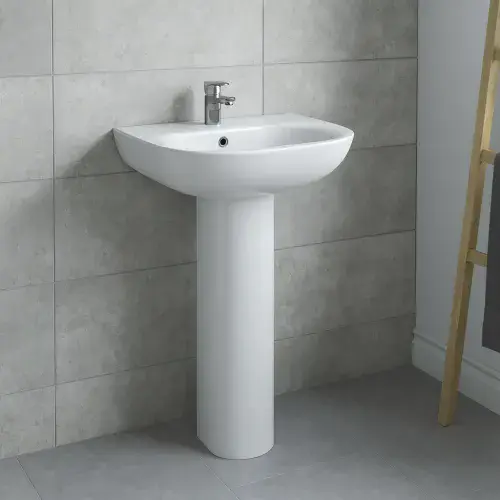 RAK Tonique 550mm Basin & Full Pedestal - 1 Tap Hole