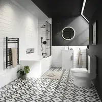 Reinforced Emery Round Double Ended Bath, Basin Unit, Close Coupled Toilet, Taps, Wastes