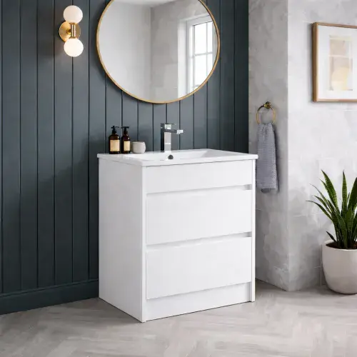 Riber Waterproof 600mm Vanity Unit Gloss White