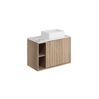 Ripple 800mm Fluted Oak Vanity Unit, Worktop & Countertop Basin