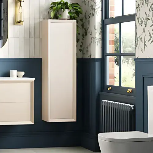 Riser 345mm Wall Hung 1 Door Tall Unit - Matt Cotton