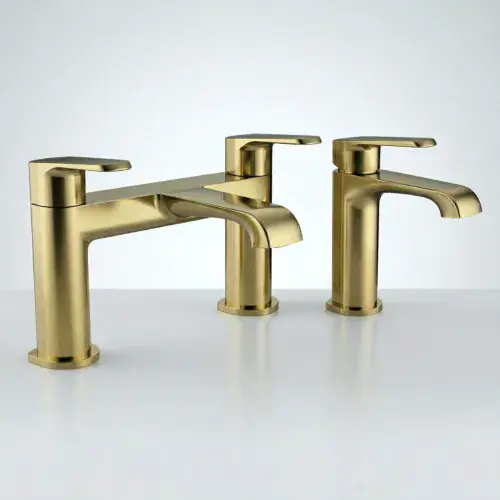 Rivermist Brushed Brass Bathroom Tap Pack - (Includes Mono Basin Mixer & Bath Filler)