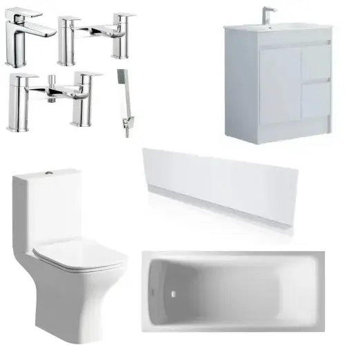 Rockall 1800 x 800mm Bath with Waterproof Vanity Unit & Panel Suite