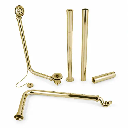 Roll Top Bath Waste Pack with Exposed Overflow & Trap - Brushed Brass