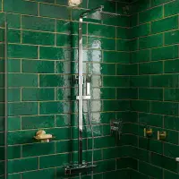 Roma Square Dual Head Thermostatic Shower Set | Chrome Fixed Drench & Handset