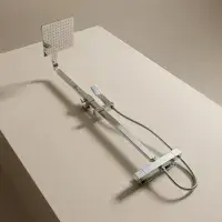 Roma Square Dual Head Thermostatic Shower Set | Chrome Fixed Drench & Handset