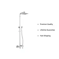 Roma Square Dual Head Thermostatic Shower Set | Chrome Fixed Drench & Handset
