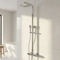Roma Square Dual Head Thermostatic Shower Set | Chrome Fixed Drench & Handset