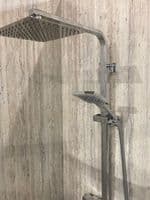 Roma Square Dual Head Thermostatic Shower Set | Chrome Fixed Drench & Handset