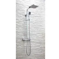 Roma Square Dual Head Thermostatic Shower Set | Chrome Fixed Drench & Handset