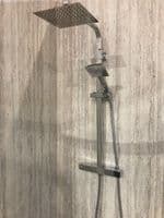 Roma Square Dual Head Thermostatic Shower Set | Chrome Fixed Drench & Handset