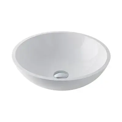 Rondo 410mm x 410mm Cast Marble Sit On Basin - White