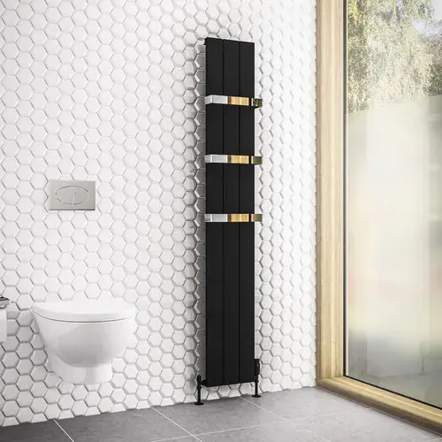 Rosano 1800 x 280 Aluminium Radiator Matt Black