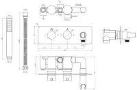 Round Horizontal Thermostatic Shower Valve with Shower Handset, Hose & Holder - Chrome