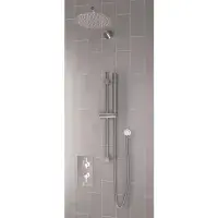 Round Thermostatic Shower Bundle with Shower Head, Valve & Handset - Matt Black