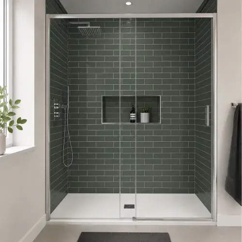 SatinPanel 1000mm x 2400mm Satin Green Metro Tile Cutline PVC Wall Panel