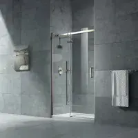 Saturn Brushed Brass 1200mm Sliding Shower Door, Frameless design with Optional Side Panel
