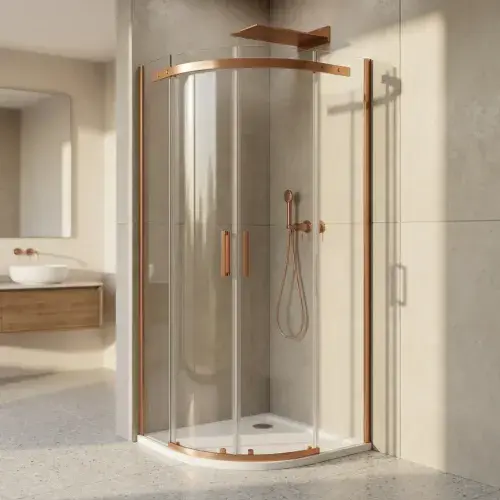 Saturn Brushed Bronze 900mm Quadrant Frameless Shower Enclosure