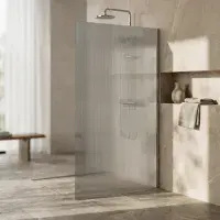 Saturn Fluted Chrome 800mm Walk in Shower Screen