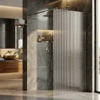 Saturn Fluted Chrome 800mm Walk in Shower Screen