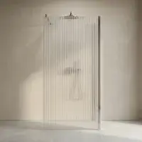 Saturn Fluted Chrome 800mm Walk in Shower Screen