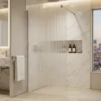 Saturn Fluted Chrome 800mm Walk in Shower Screen