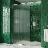 Saturn Fluted Chrome 800mm Walk in Shower Screen
