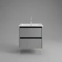 Selinus 500mm Matt Grey Fluted Wall Hung Vanity Unit & Basin