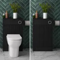 Selinus 550mm Matt Black Fluted WC Unit | Designer Toilet Housing