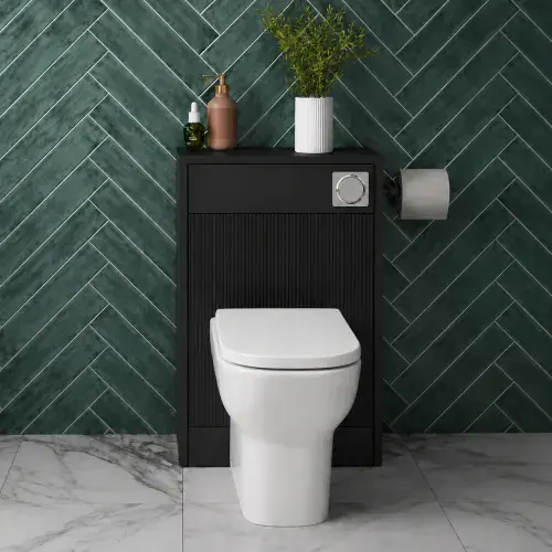 Selinus 550mm Matt Black Fluted Back-to-Wall WC Unit