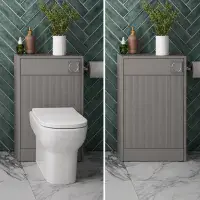 Selinus 550mm Matt Grey Fluted WC Unit | Back-to-Wall Toilet Housing