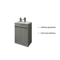 Selinus 600mm Matt Grey Fluted Floorstanding Vanity Unit & Basin