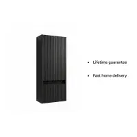 Selinus Matt Black Fluted Wall Hung Storage Unit | 1 Door 1 Drawer