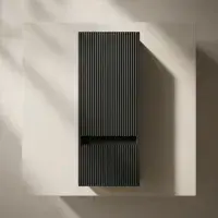 Selinus Matt Black Fluted Wall Hung Storage Unit | 1 Door 1 Drawer