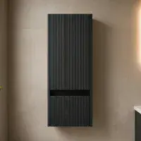 Selinus Matt Black Fluted Wall Hung Storage Unit | 1 Door 1 Drawer