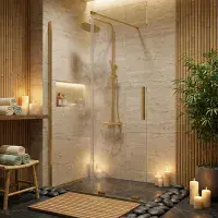 Serenova 1000mm Sliding Shower Door in Brushed Brass