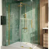 Serenova 1000mm Sliding Shower Door in Brushed Brass