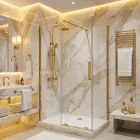 Serenova 1000mm Sliding Shower Door in Brushed Brass